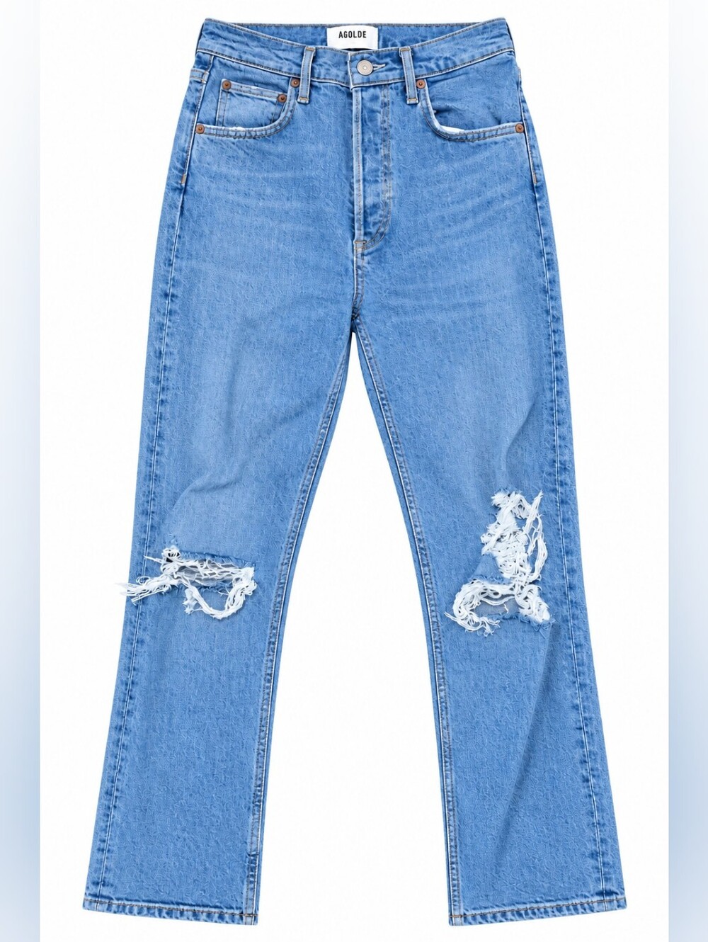 AGOLDE Lana Mid Rise Straight Distressed Button Fly Jeans 25